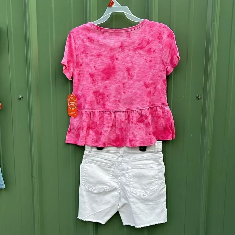 Girls T-Shirts Shorts & Denim Rompers 8-Piece Summer Bundle Size M